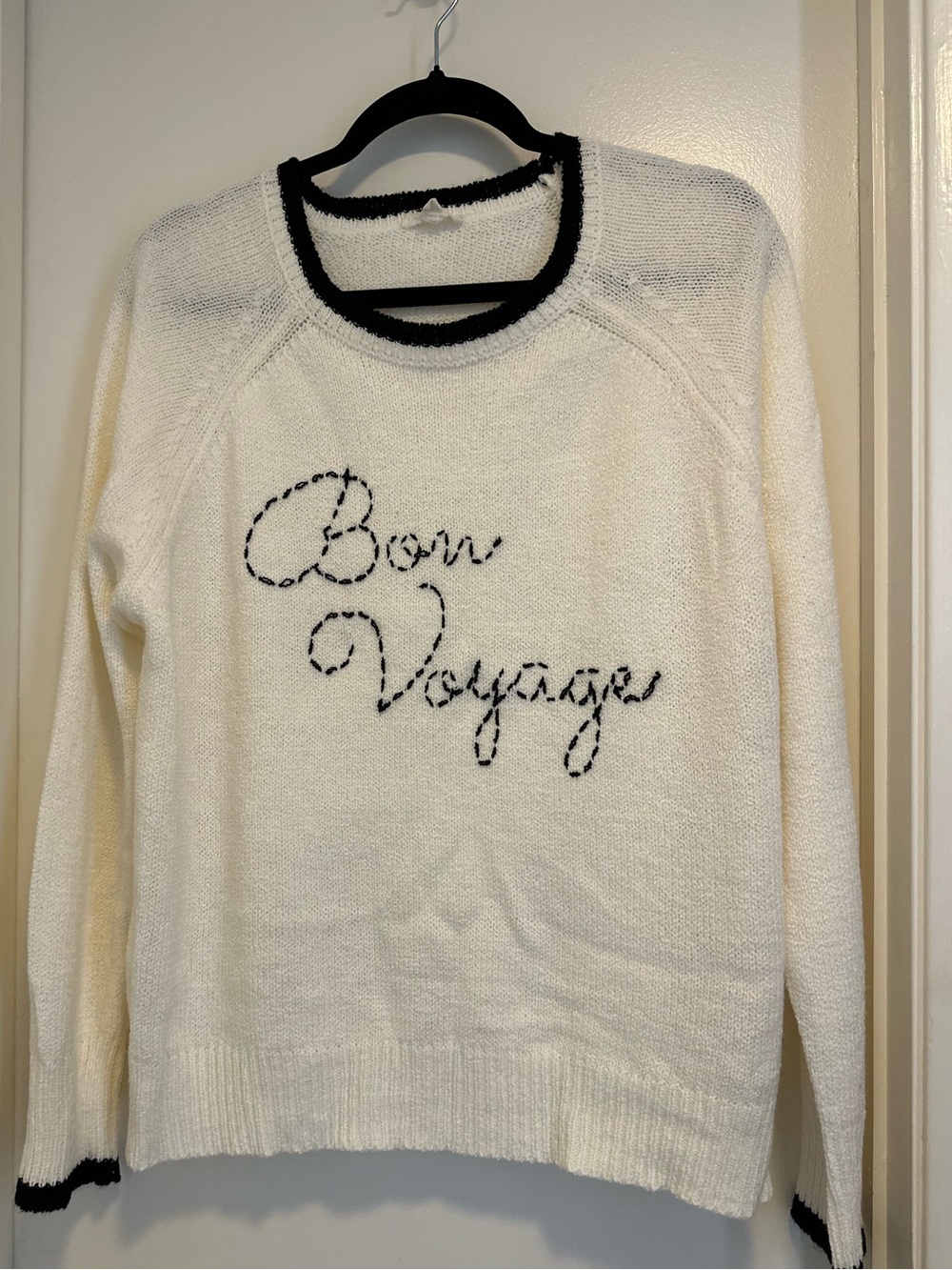 Gilli Cream Sweater with Black Trim and Script